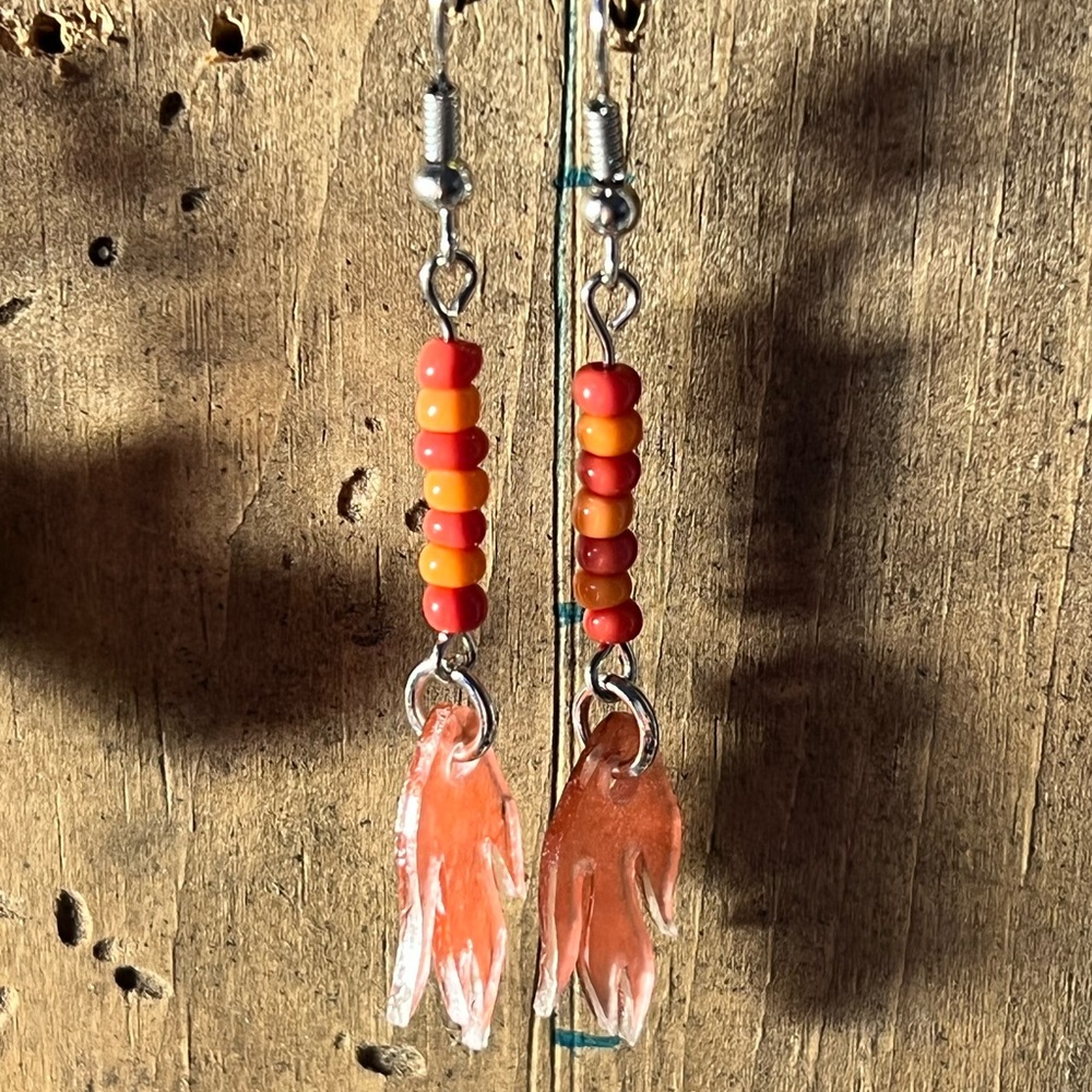 Beaded Flame Dangle Earrings